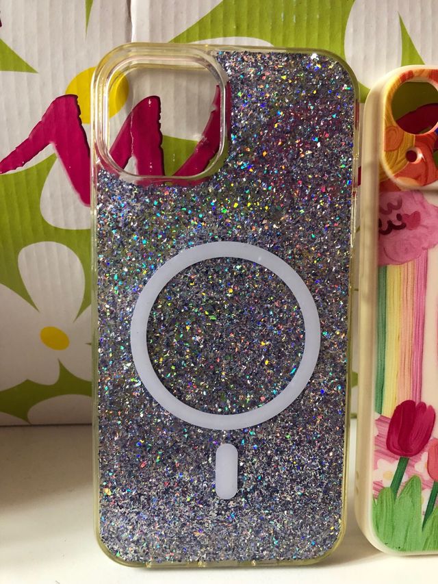 Pack de 2 Fundas iPhone 14 Glitter y Dibujos