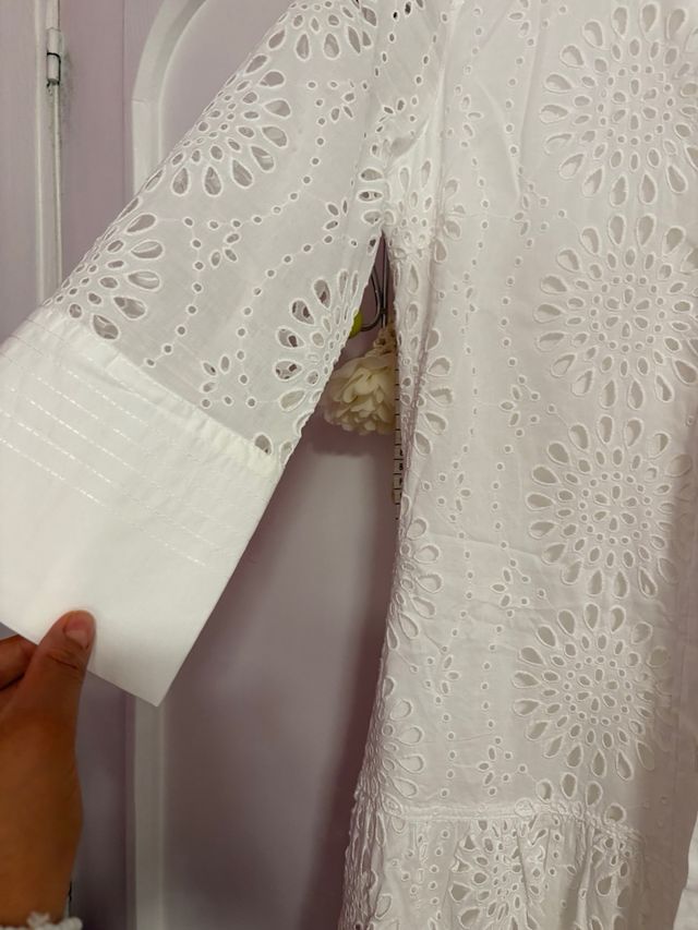 Vestido Zara Blanco Bordado