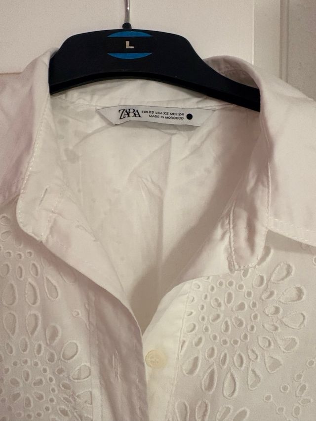 Vestido Zara Blanco Bordado