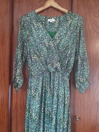 Vestido largo estampado verde