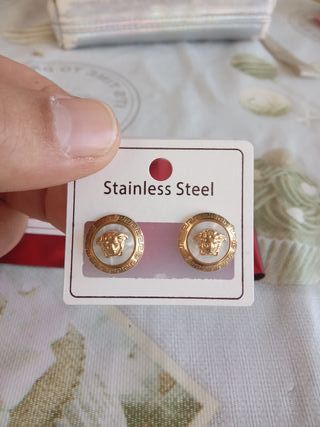 Pendientes Versace Acero Inoxidable Nuevos