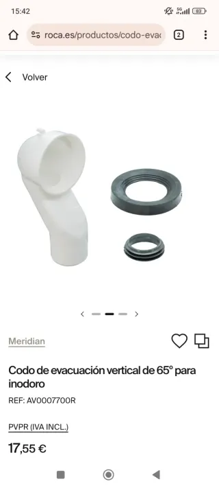 Codo evacuación ROCA 65° dual