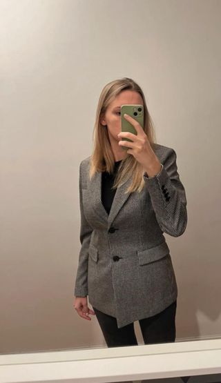 Americana Benetton cuadros gris y negro