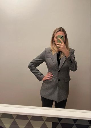Americana Benetton cuadros gris y negro