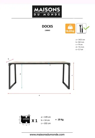 Mesa Comedor Maisons du Monde, Madera y Metal