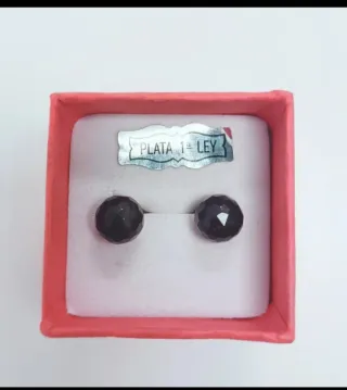 Pendientes amatista bola facetada plata 1ª ley