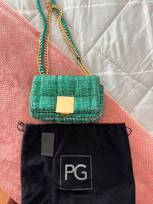 Bolso/Clutch Purificación García Verde y Dorado