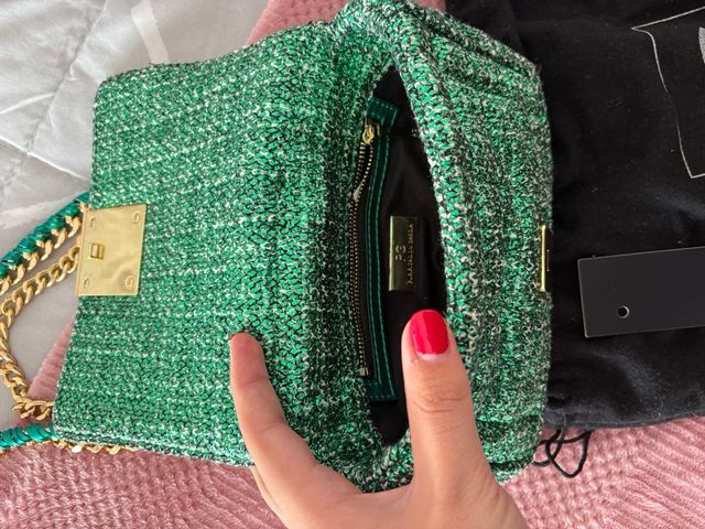 Bolso/Clutch Purificación García Verde y Dorado