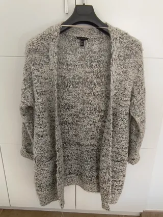 Chaqueta de punto gris y blanco talla única