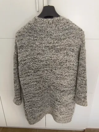 Chaqueta de punto gris y blanco talla única