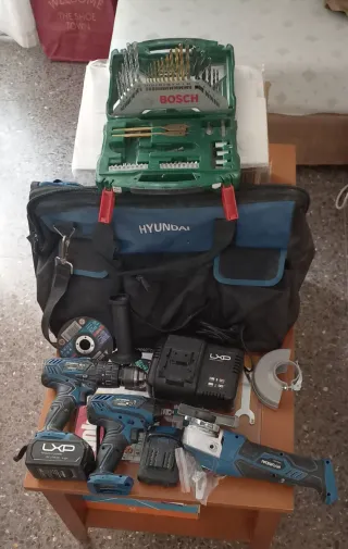 Set Herramientas Hyundai: Taladro, Amoladora
