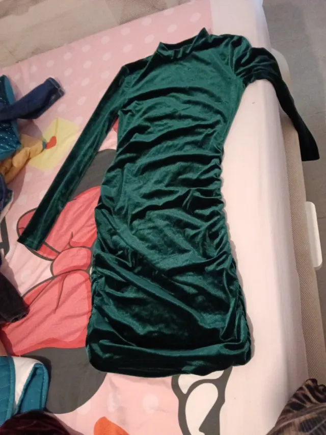 Vestido fiesta verde terciopelo XS
