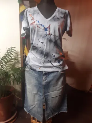 Camiseta Desigual gris multicolor