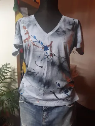 Camiseta Desigual gris multicolor