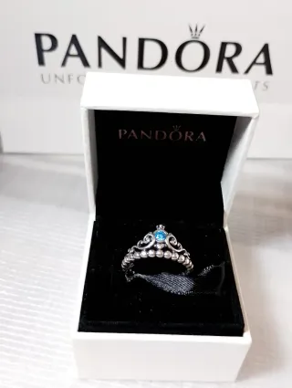 Anillo Pandora Tiara Azul Plata