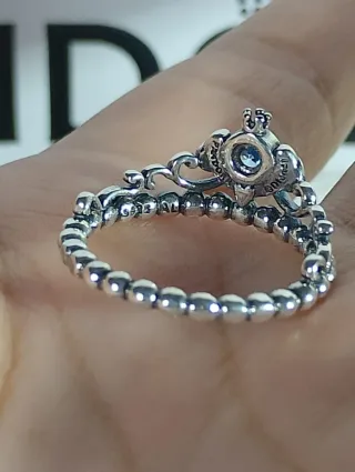 Anillo Pandora Tiara Azul Plata
