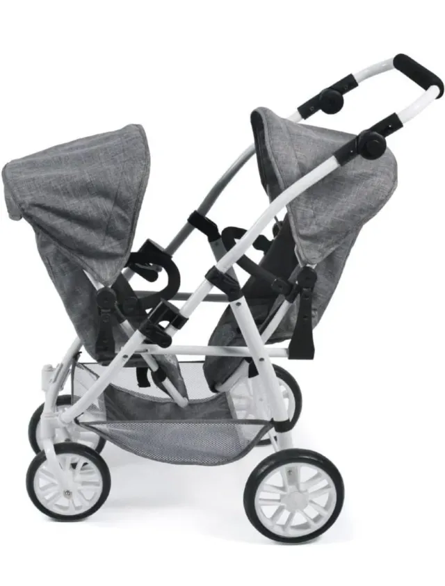 Cochecito de muñeca doble gris