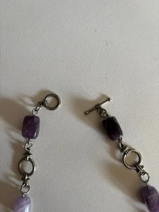 Collana Ametista con inserti metallici argentati
