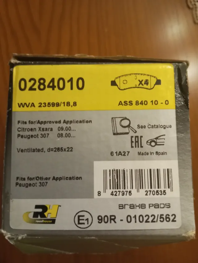 Pastillas Freno Peugeot 307, 206, 207, Citroen Xsa