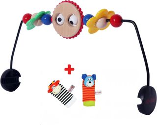 Hamaca de bebé con arco de juegos de madera