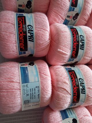 18 Ovillos Lana hilo Rosa Claro Capri