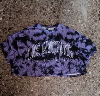 Crop top Los Angeles tie-dye morado