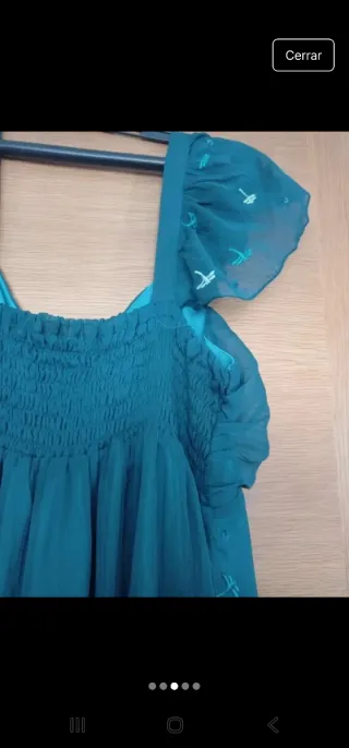 Vestido gasa verde con etiqueta