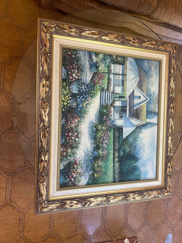 Cuadro al óleo con marco dorado