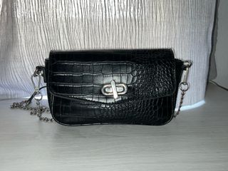 Bolso Misako negro efecto piel cocodrilo