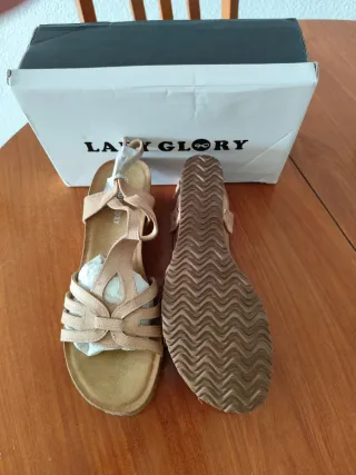 Sandalias Lady Glory Cuña Negras Marrones