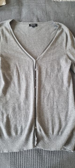 Chaqueta de punto Blanco gris Talla 42