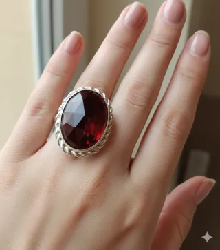 Anello Argento e Granata Rossa