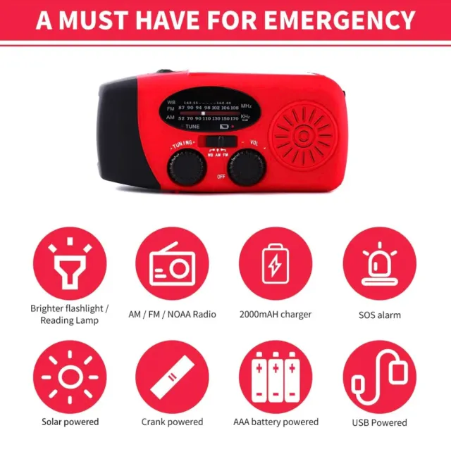 Radio de emergencia multifuncional