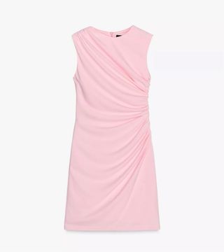 Vestido rosa pastel drapeado Talla L talla pequeña