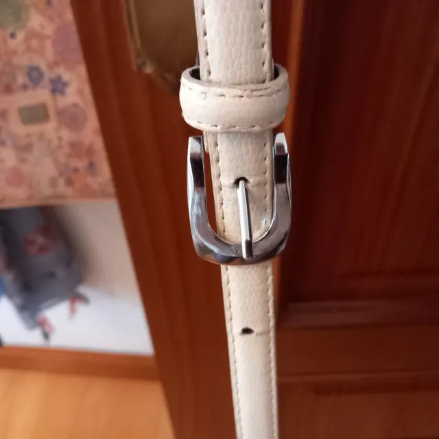 2 Cinturones Piel con Flor Raso Beige/Marrón nuevo