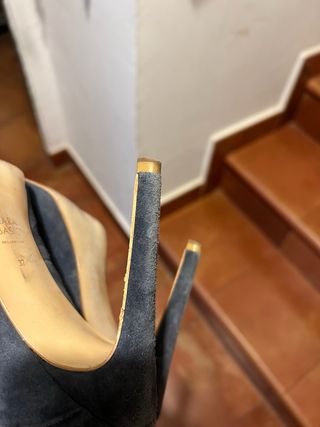 Zapatos de vestir de ante azul talla 37