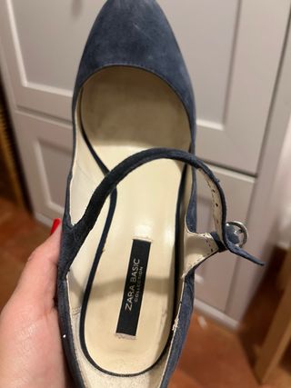 Zapatos de vestir de ante azul talla 37