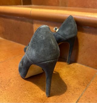 Zapatos de vestir de ante azul talla 37