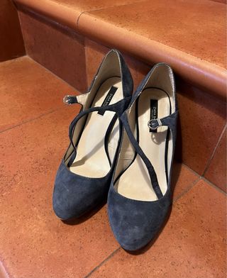 Zapatos de vestir de ante azul talla 37