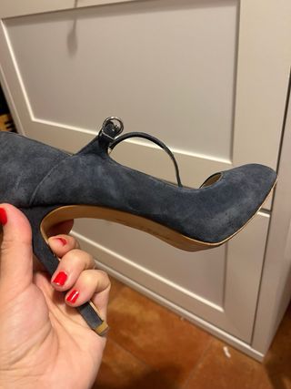 Zapatos de vestir de ante azul talla 37