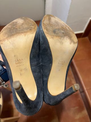 Zapatos de vestir de ante azul talla 37
