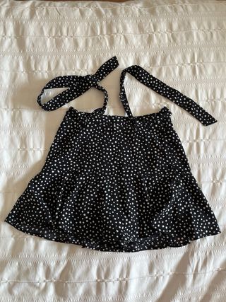 Falda pantalón corta negra con lunares blancos