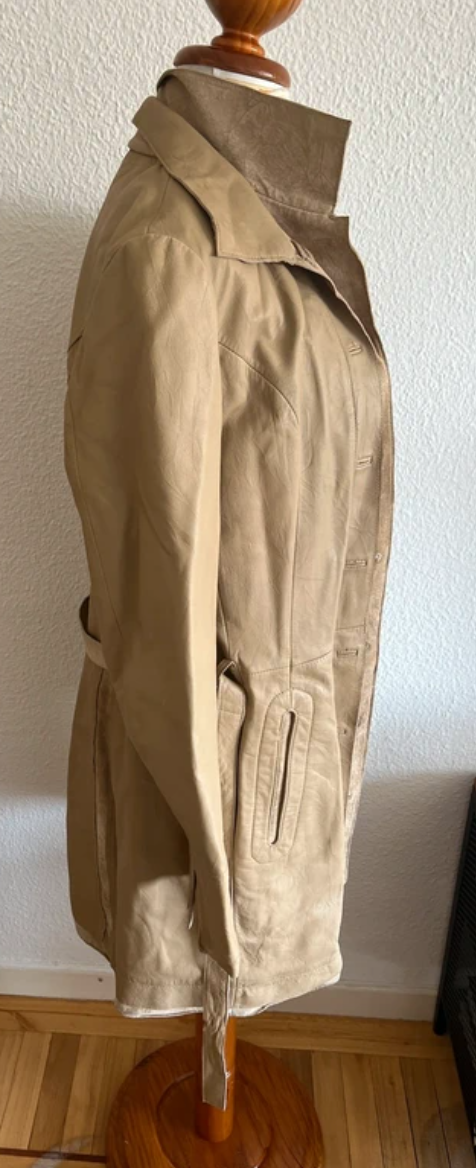 Abrigo de piel mujer beige