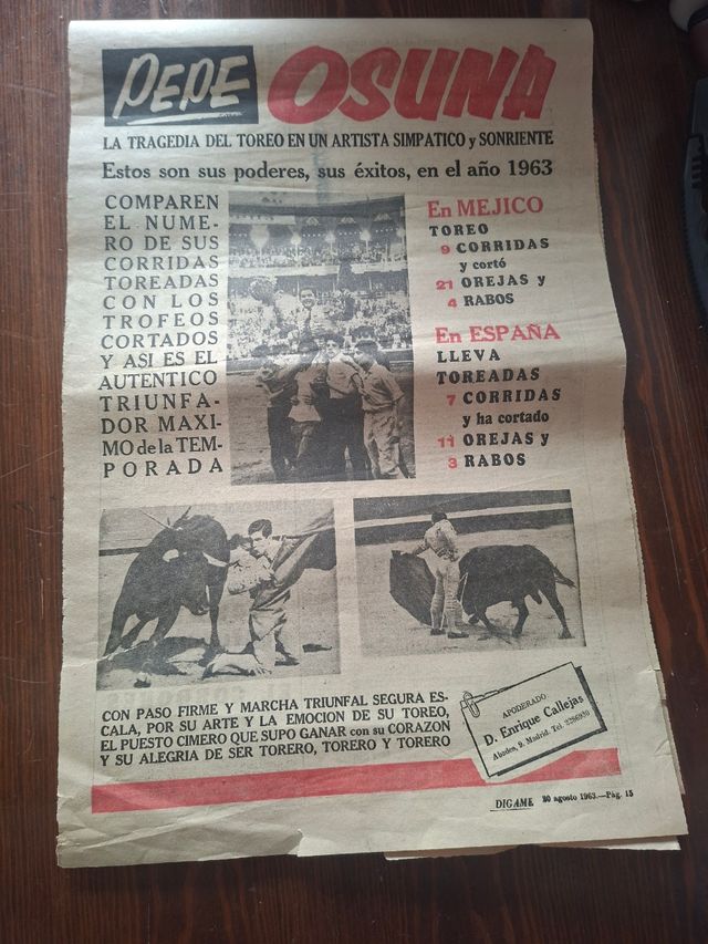 Periódico taurino Pepe Osuna 1963 ( algunas hojas)