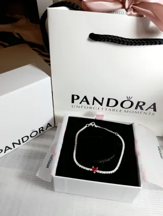 Pulsera Pandora Corazón Rojo Plata