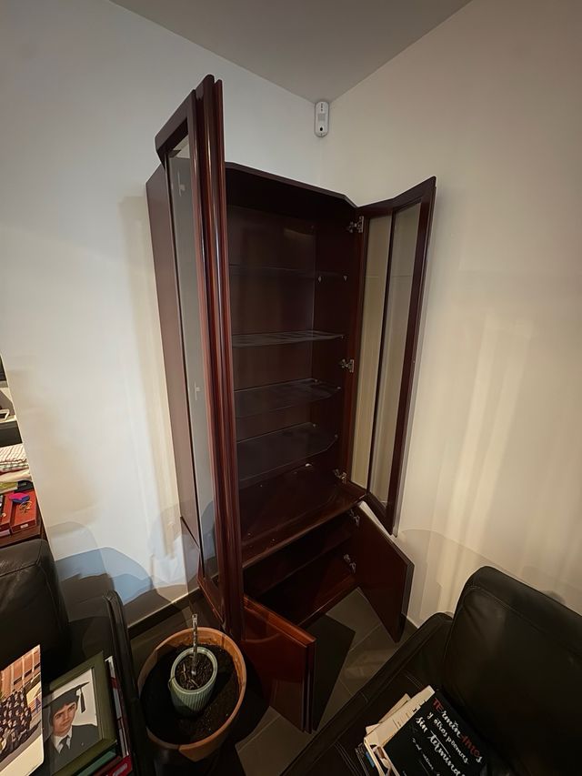 Vitrina Esquinera Caoba Cristalera