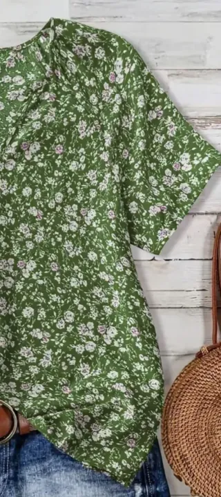 Blusa verde floral mujer