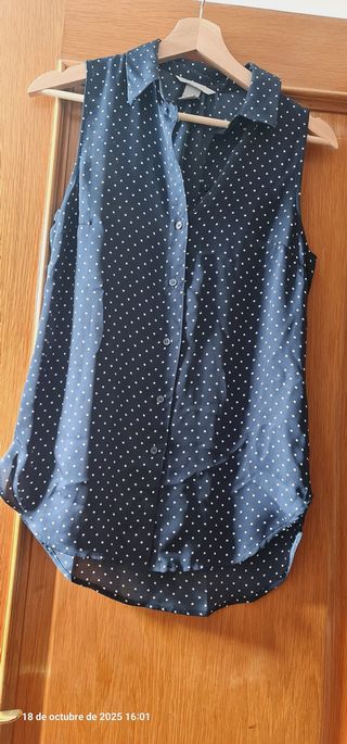 Camisa H&M sin mangas lunares T.34