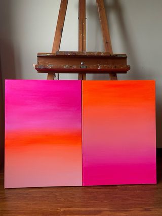 Cuadro díptico grande, moderno, y abstracto.