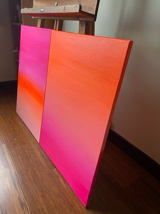 Cuadro díptico grande, moderno, y abstracto.